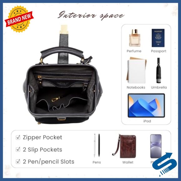 Genuine Leather Backpack Purse Small Daypack Business Casual